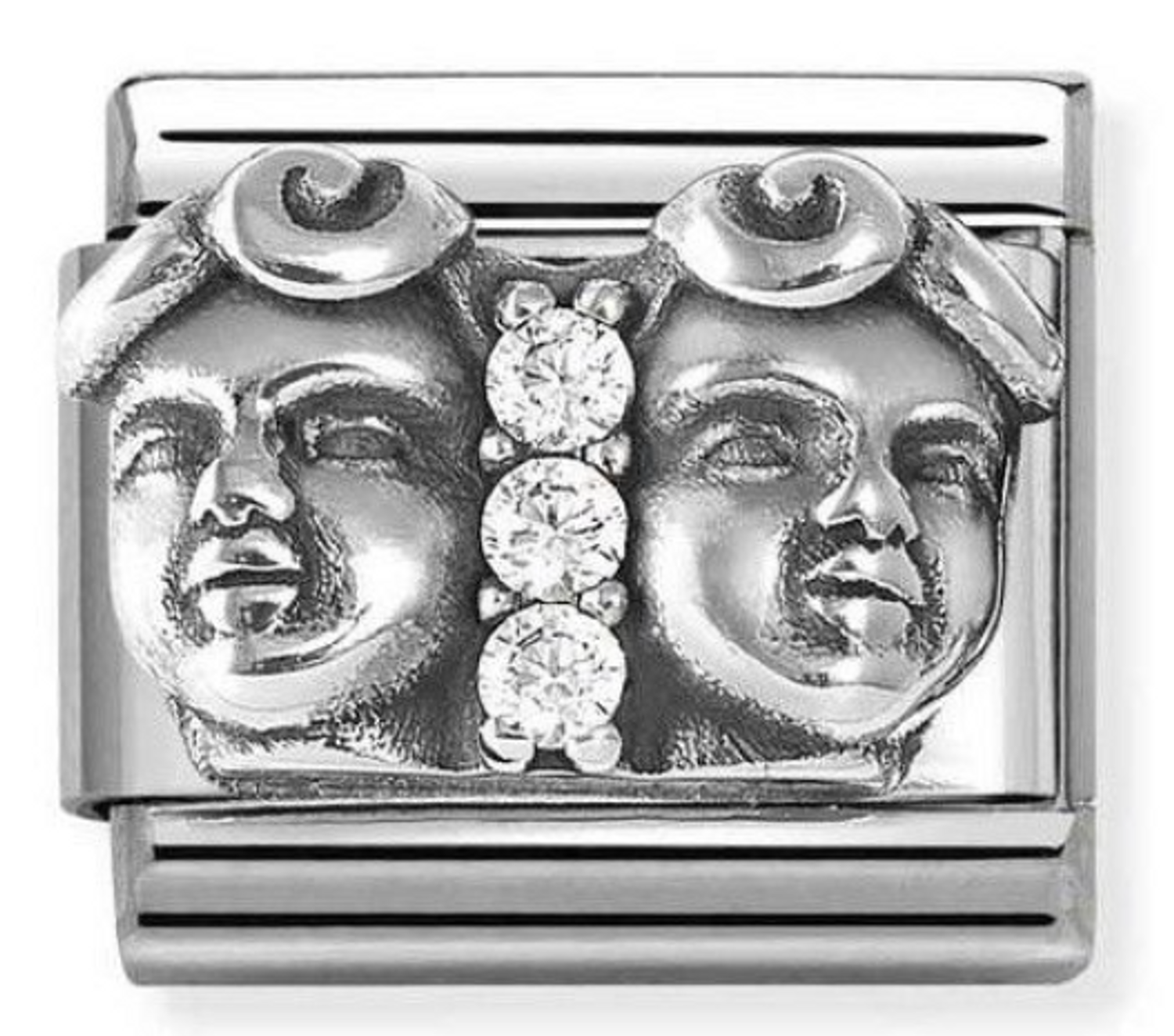 Nomination Link srebro 925 zawieszka charms Znak zodiaku Bliźnięta z białymi cyrkoniami 330326 03.png